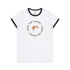 Love The Planet, Turtle - Women's Ringer Tee White Black