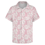 Pink Hawaiian Flower Women's Short-Sleeve Button Up Shirt Women's Short-Sleeve Button Up Shirt Plants Printed Offshore