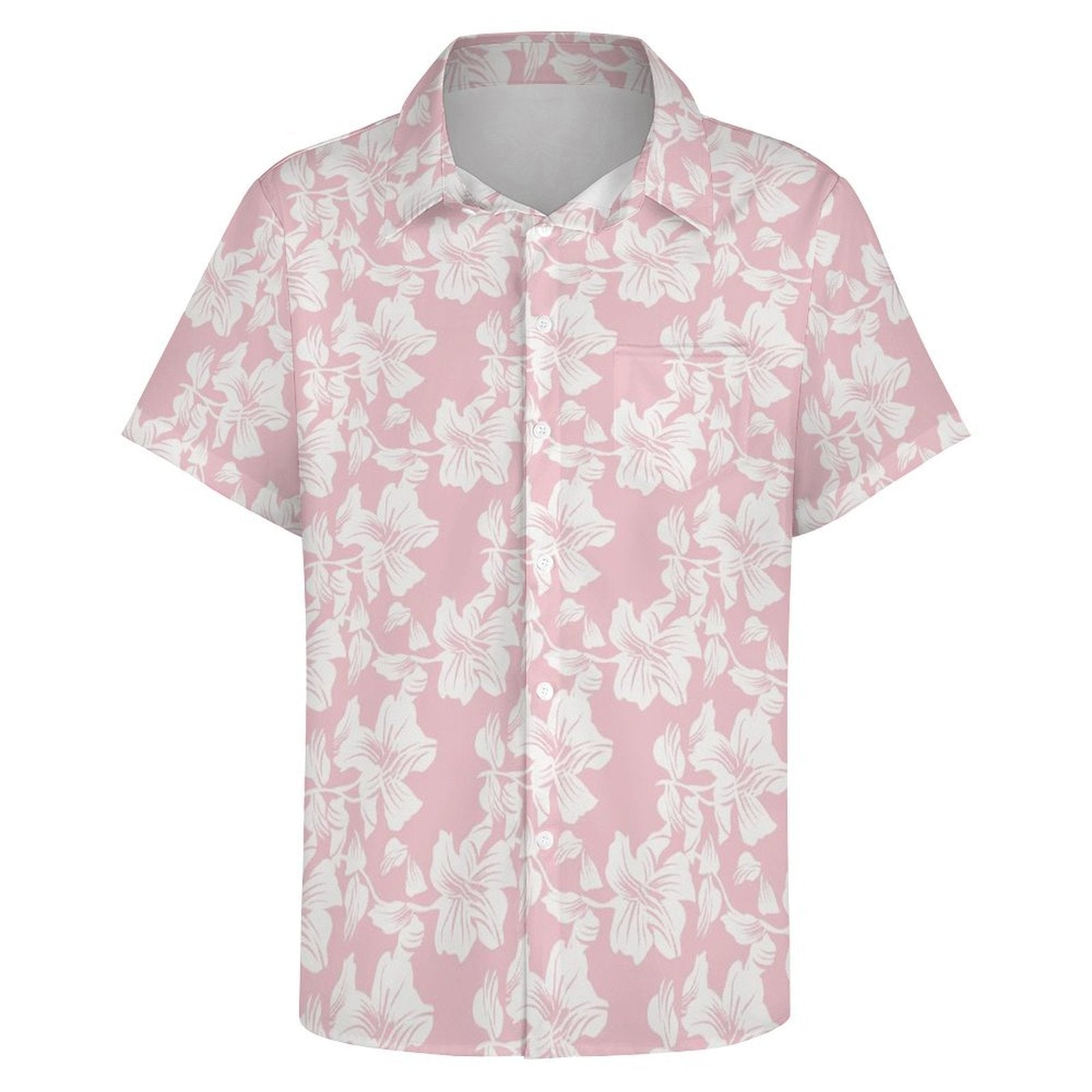 Pink Hawaiian Flower - Women's Short-Sleeve Button Up Shirt
