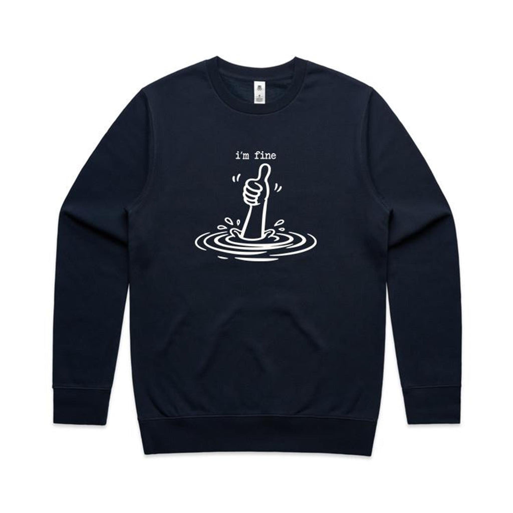 I'm Fine Drowning Thumbs Up AS Colour Stencil Crew Sweatshirt