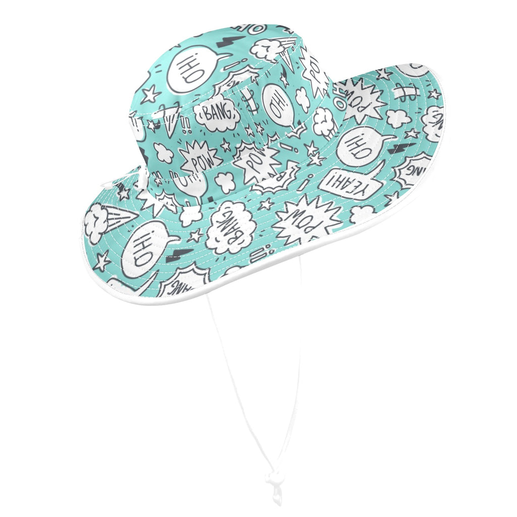 Comic Book Speech Bubbles Wide Brim Bucket Hat Wide Brim Bucket Hat comic Printed Offshore