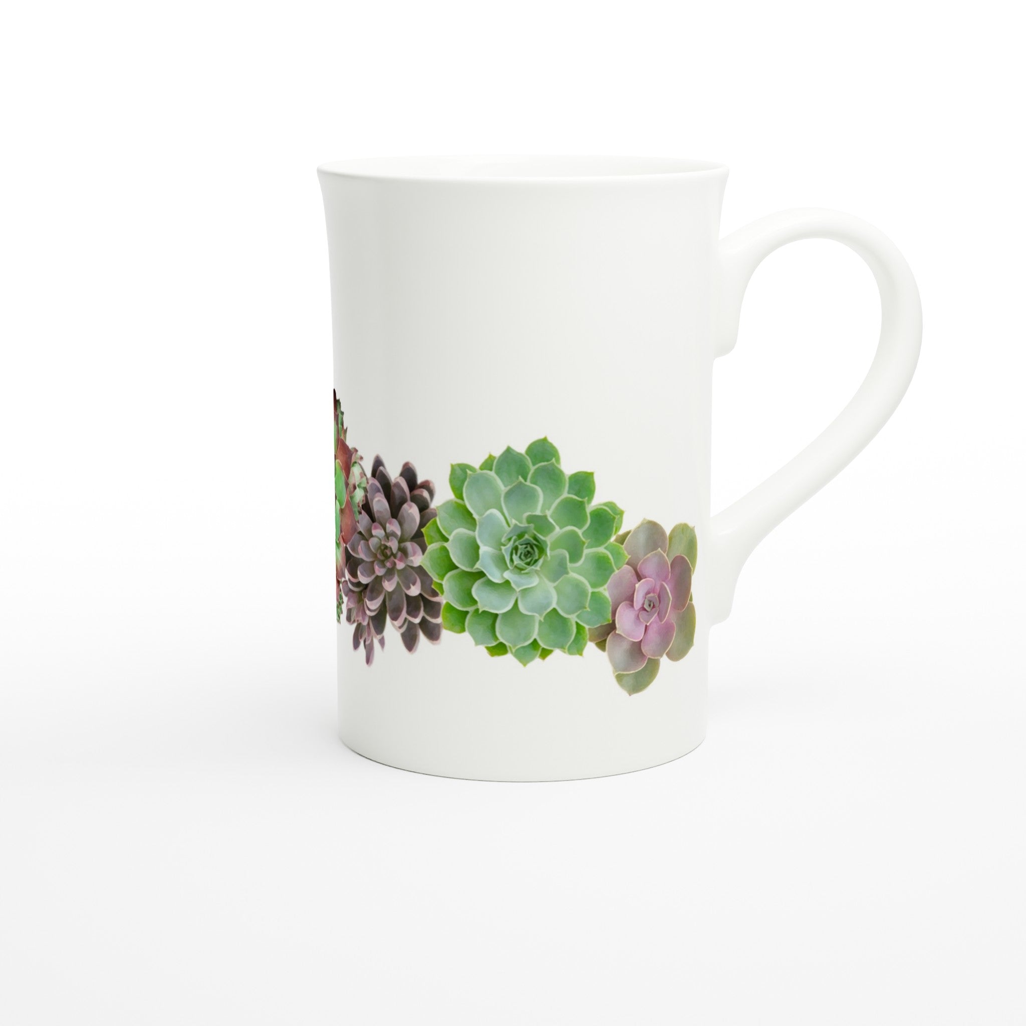 Cactus - White 10oz Porcelain Slim Mug Porcelain Mug Globally Fulfilled Plants