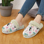 Toucans In Pink Women's Fur Trim Thick-Sole Indoor Slippers Women's Fur Trimmed Slippers animal Printed Offshore