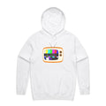 Retro TV, No Signal - Mens Hoodie White Mens Hoodie Printed In Australia Retro Tech