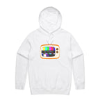 Retro TV, No Signal - Mens Hoodie White Mens Hoodie Printed In Australia Retro Tech