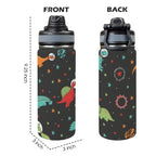 Astronaut Dinosaurs - Insulated Water Bottle with Dual-Use Lid (18oz) Insulated Water Bottle with Dual-Use Lid (18oz) animal Printed Offshore Space
