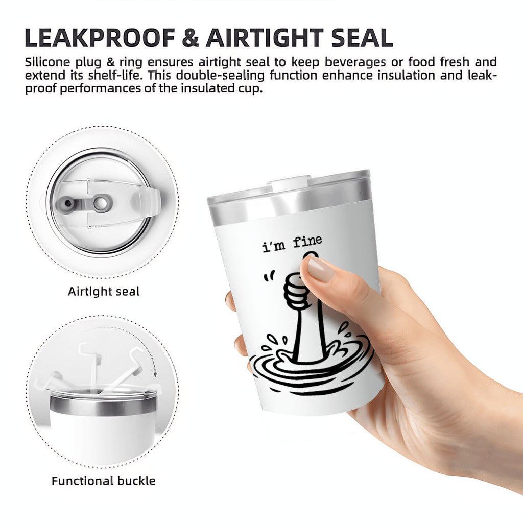 I'm Fine Drowning Thumbs Up Small Stainless Steel Travel Mug Cup 12oz/350ml
