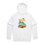 Hello Sunshine, Beach Van - Mens Hoodie White Mens Hoodie Printed In Australia Summer
