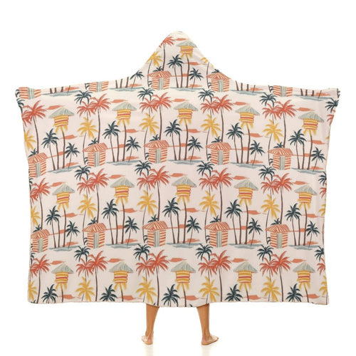 Beach Shack Kids Hooded Blanket 100cm x 130cm white 40"×50" Kids Hooded Blanket Printed Offshore Surf