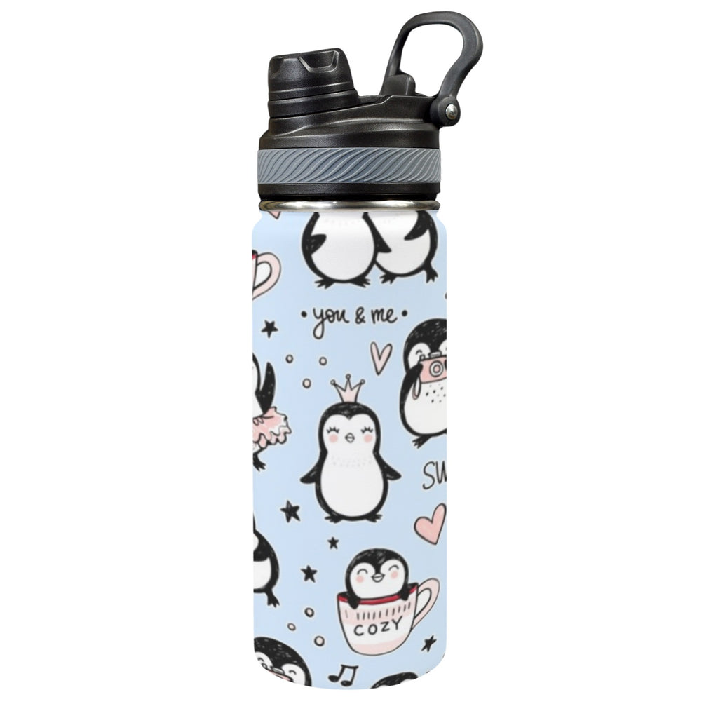 Penguin Love - Insulated Water Bottle with Dual-Use Lid (18oz) One Size Insulated Water Bottle with Dual-Use Lid (18oz) animal Printed Offshore