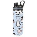 Penguin Love - Insulated Water Bottle with Dual-Use Lid (18oz) One Size Insulated Water Bottle with Dual-Use Lid (18oz) animal Printed Offshore