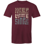 Keep Life Simple - Mens T-Shirt Burgundy Mens T-shirt Printed In Australia