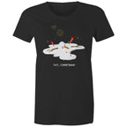 Melting Snowman, Yay Christmas - Womens T-shirt Black Womens Christmas T-shirt Christmas Printed In Australia