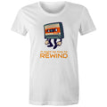 Cassette Tape, It Might Be Time To Rewind - Womens T-shirt White Womens T-shirt Music Printed In Australia Retro