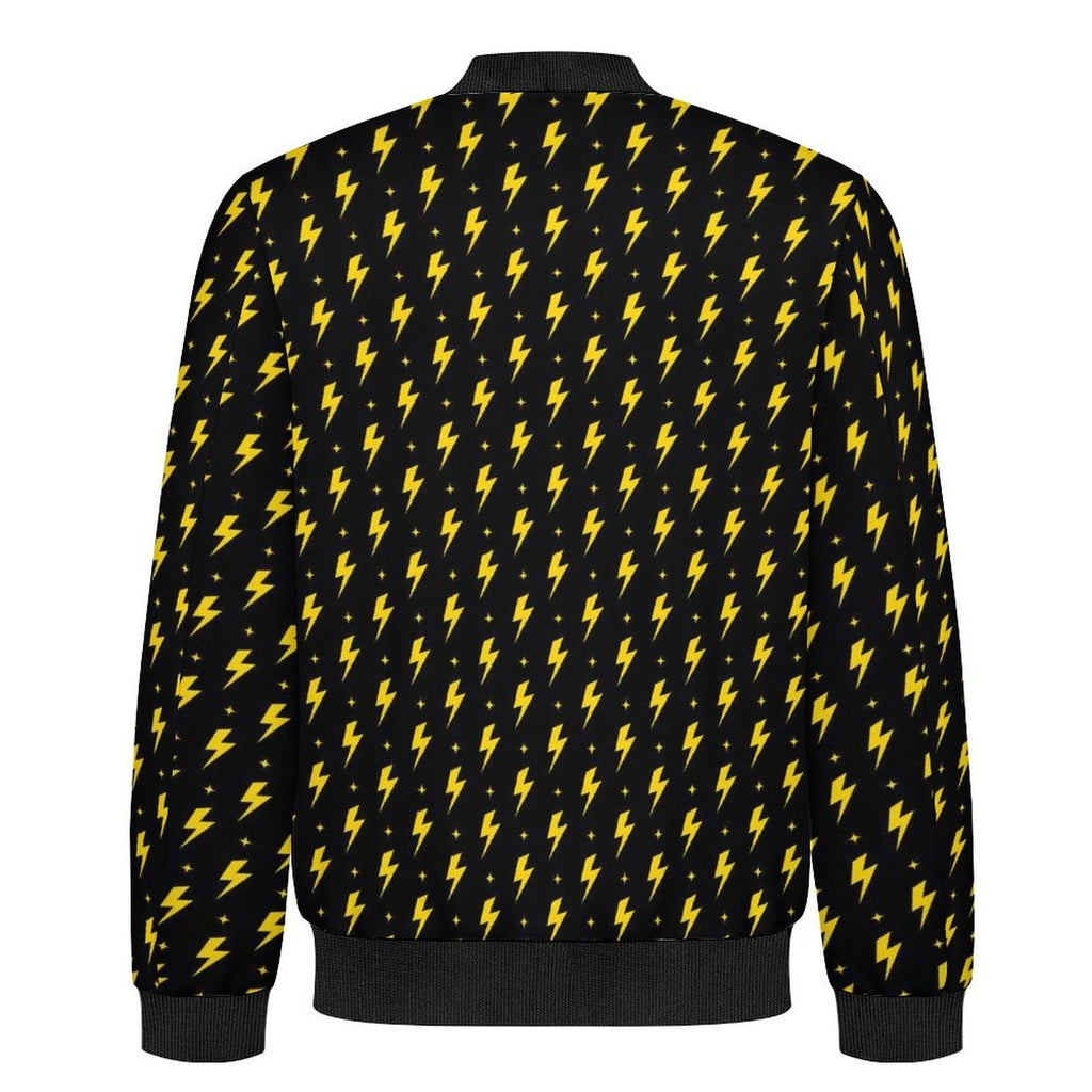 Yellow Lightning Men's Casual Zip‑Up Bomber Jacket