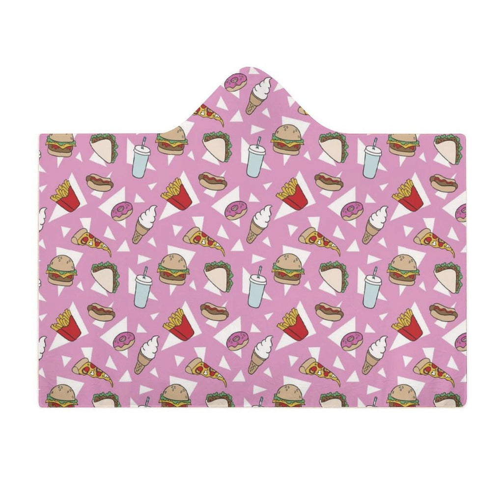 Fast Food Kids Hooded Blanket 100cm x 130cm Kids Hooded Blanket Food Printed Offshore
