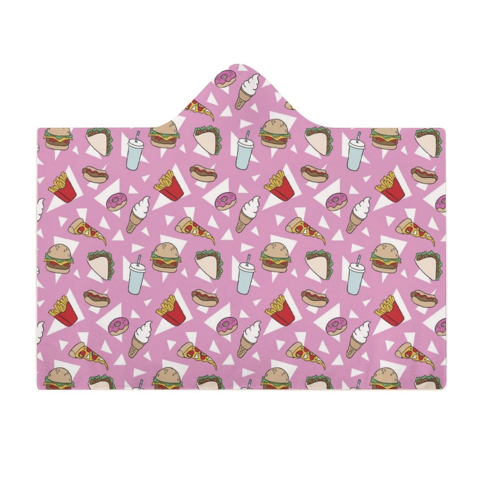 Fast Food Kids Hooded Blanket 100cm x 130cm Kids Hooded Blanket Food Printed Offshore