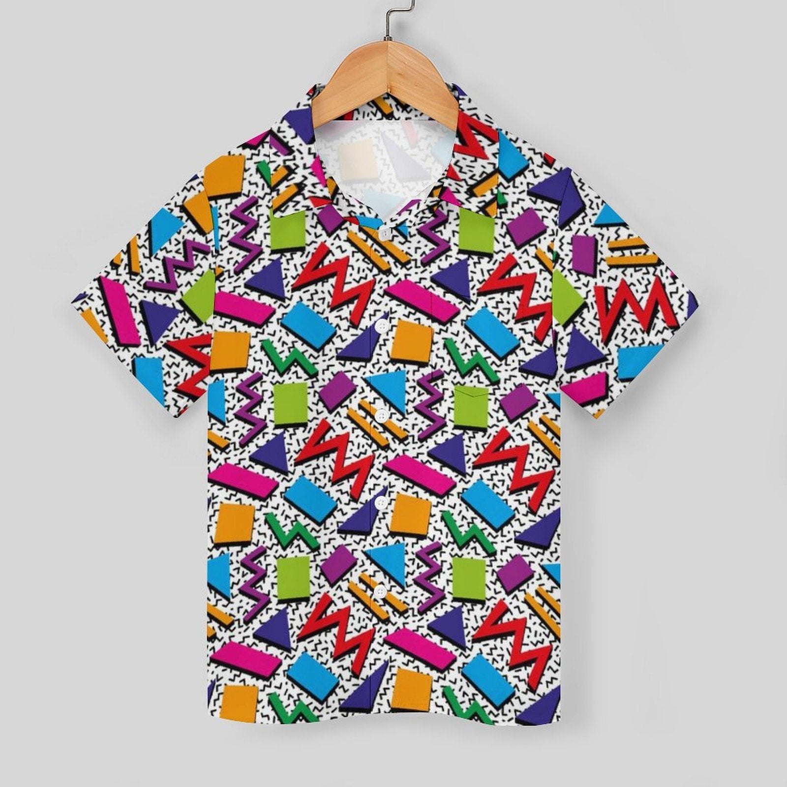 Graphic 80's Kids Youth Short Sleeve Button Up Shirt