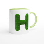 Personalised - Grass Initial - White 11oz Ceramic Mug with Color Inside Personalised 11oz Mug Customise Globally Fulfilled Name Personalise