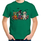 Halloween Raccoons - Kids Youth T-Shirt Kelly Green Kids Youth T-shirt Halloween Printed In Australia