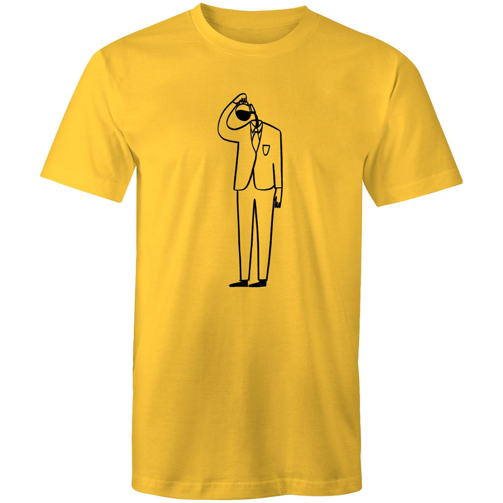 Coffee Brain - Mens T-Shirt Yellow Mens T-shirt Coffee Printed In Australia