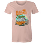 Hello Sunshine, Beach Van - Womens T-shirt Pale Pink Womens T-shirt Printed In Australia Summer Surf