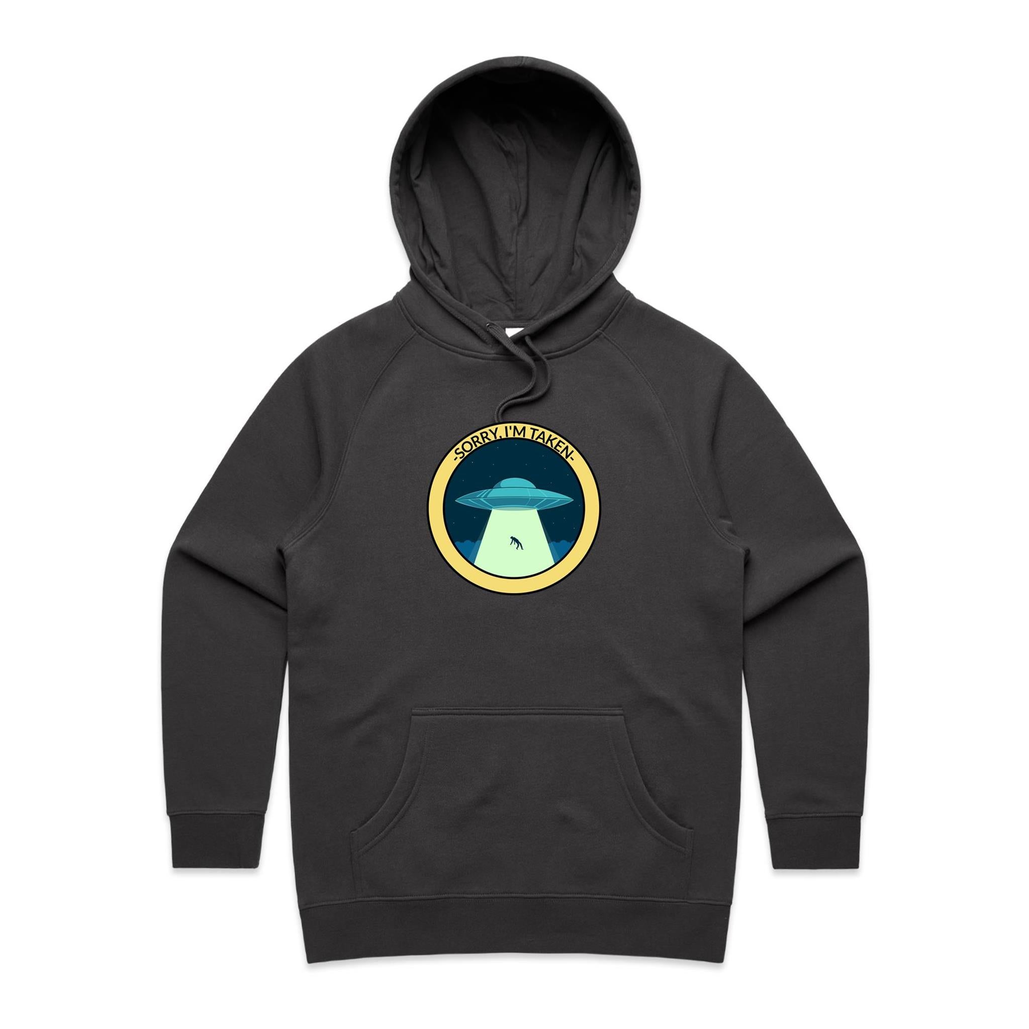 Sorry I'm Taken, Alien UFO - Womens Hoodie Coal Womens Hoodie Printed In Australia Sci Fi