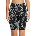 Black And White Floral Women's Bike Shorts With Side Pockets Women's Bike Shorts Plants Printed Offshore