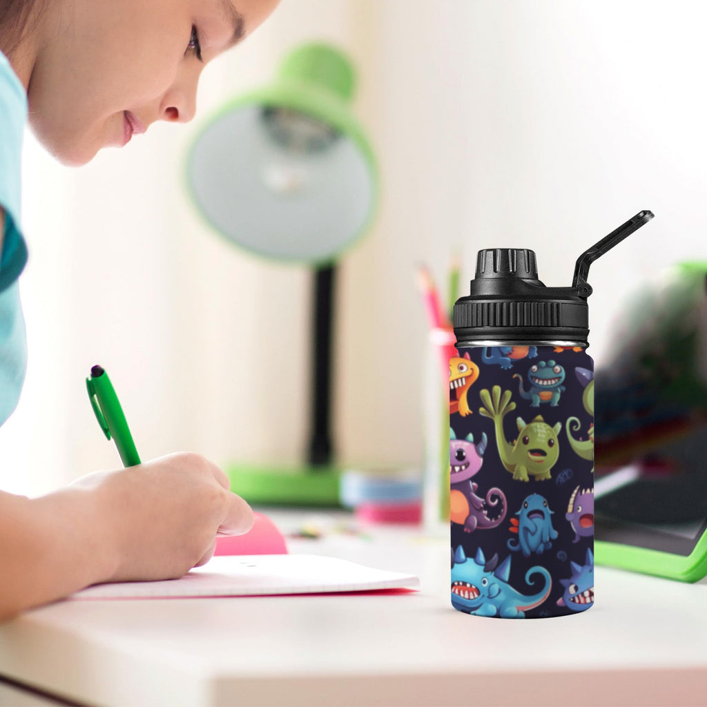 Monster Mania - Kids Water Bottle with Chug Lid (12 oz) Kids Water Bottle with Chug Lid Printed Offshore Sci Fi