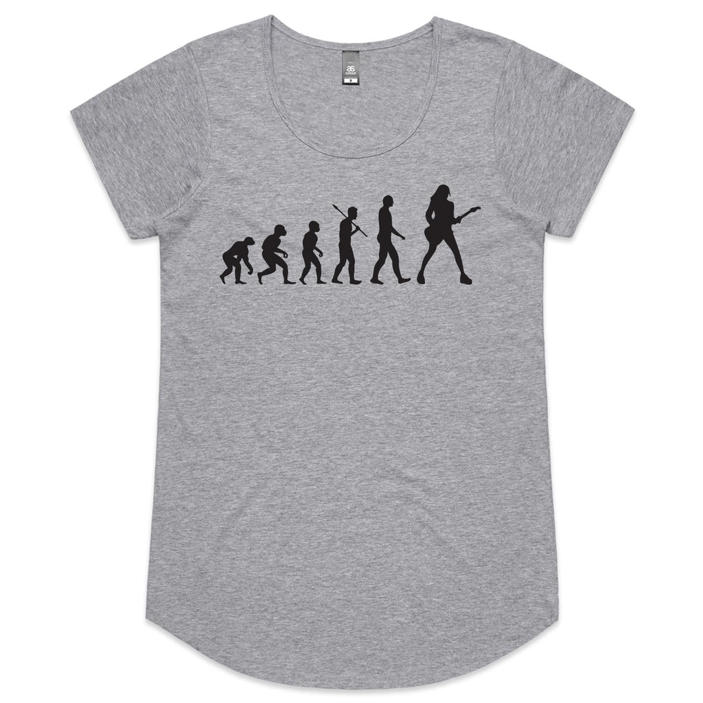 Guitarist Evolution - Womens Scoop Neck T-Shirt Grey Marle