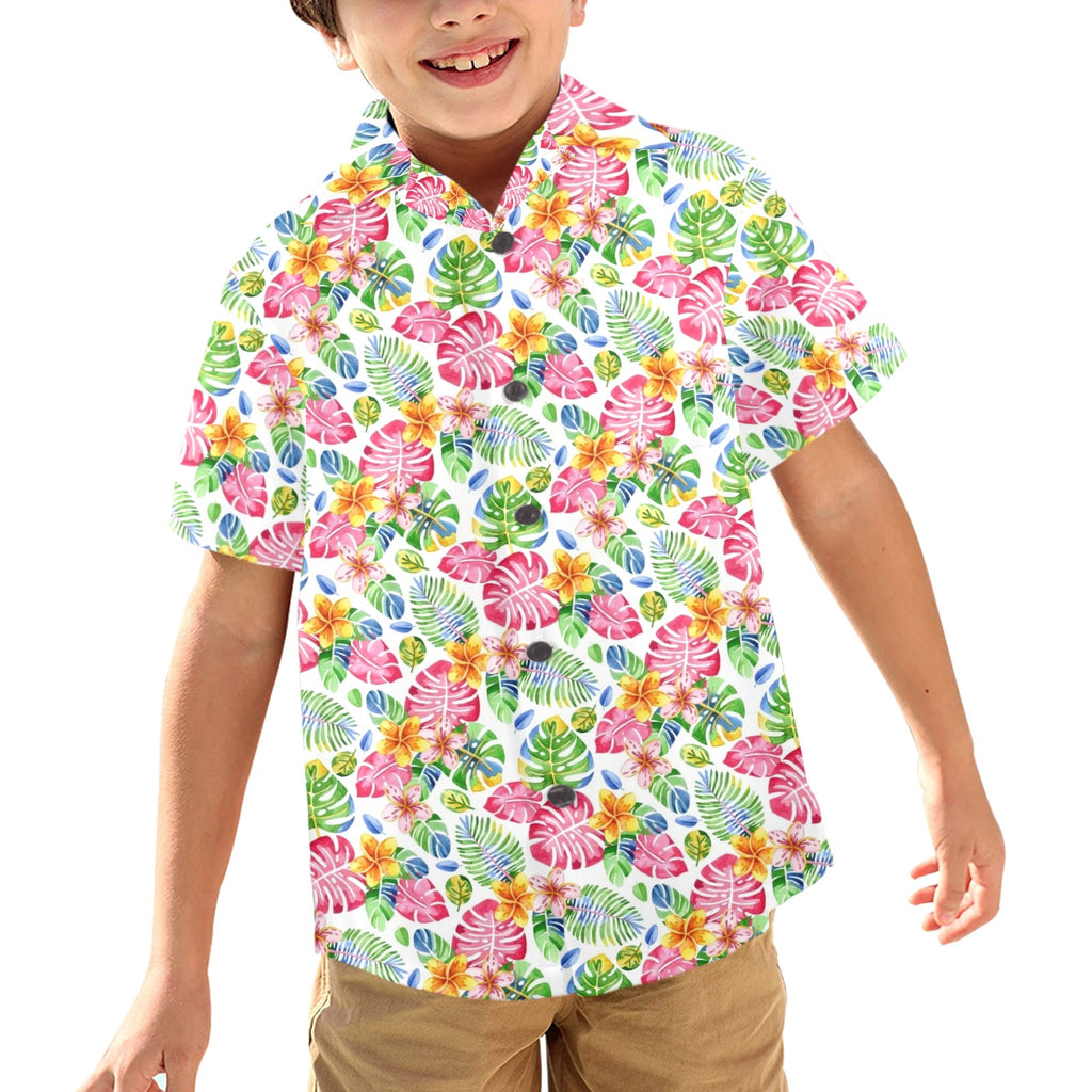 Bright Painted Tropical Junior Kids Hawaiian Shirt