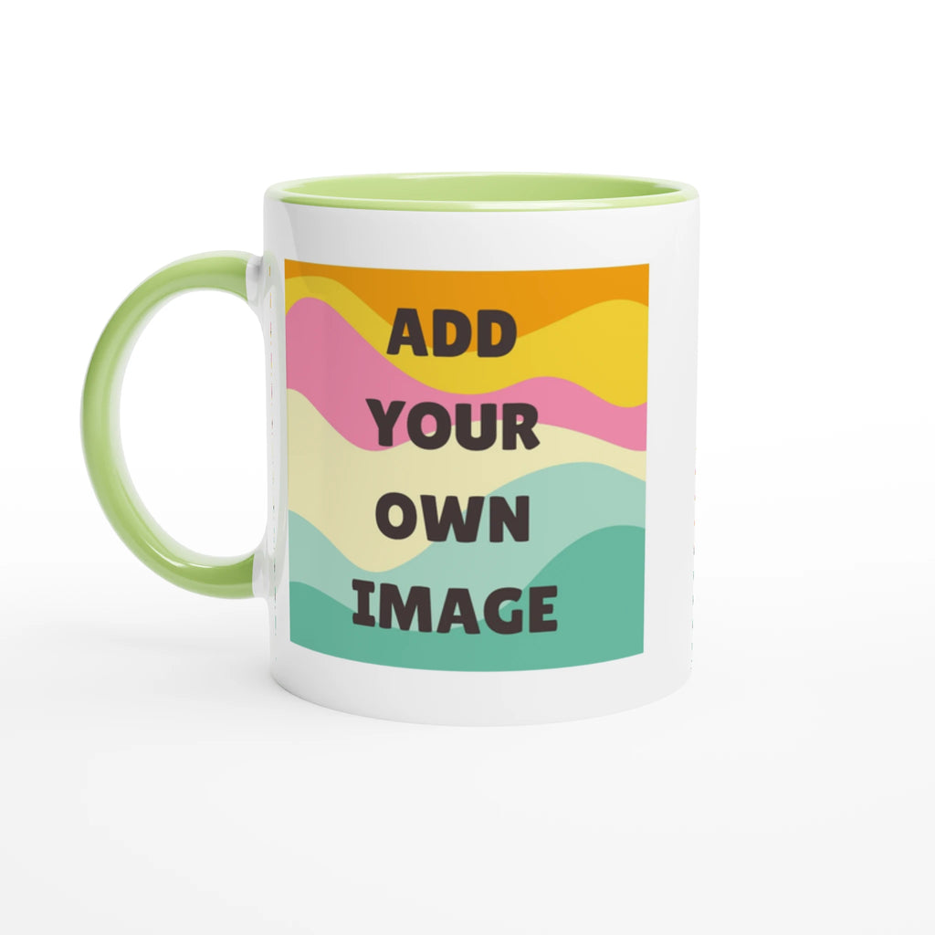 Personalised - Add Your Own Image - White 11oz Ceramic Mug with Colour Inside Ceramic Green Personalised 11oz Mug Customise Globally Fulfilled Personalise