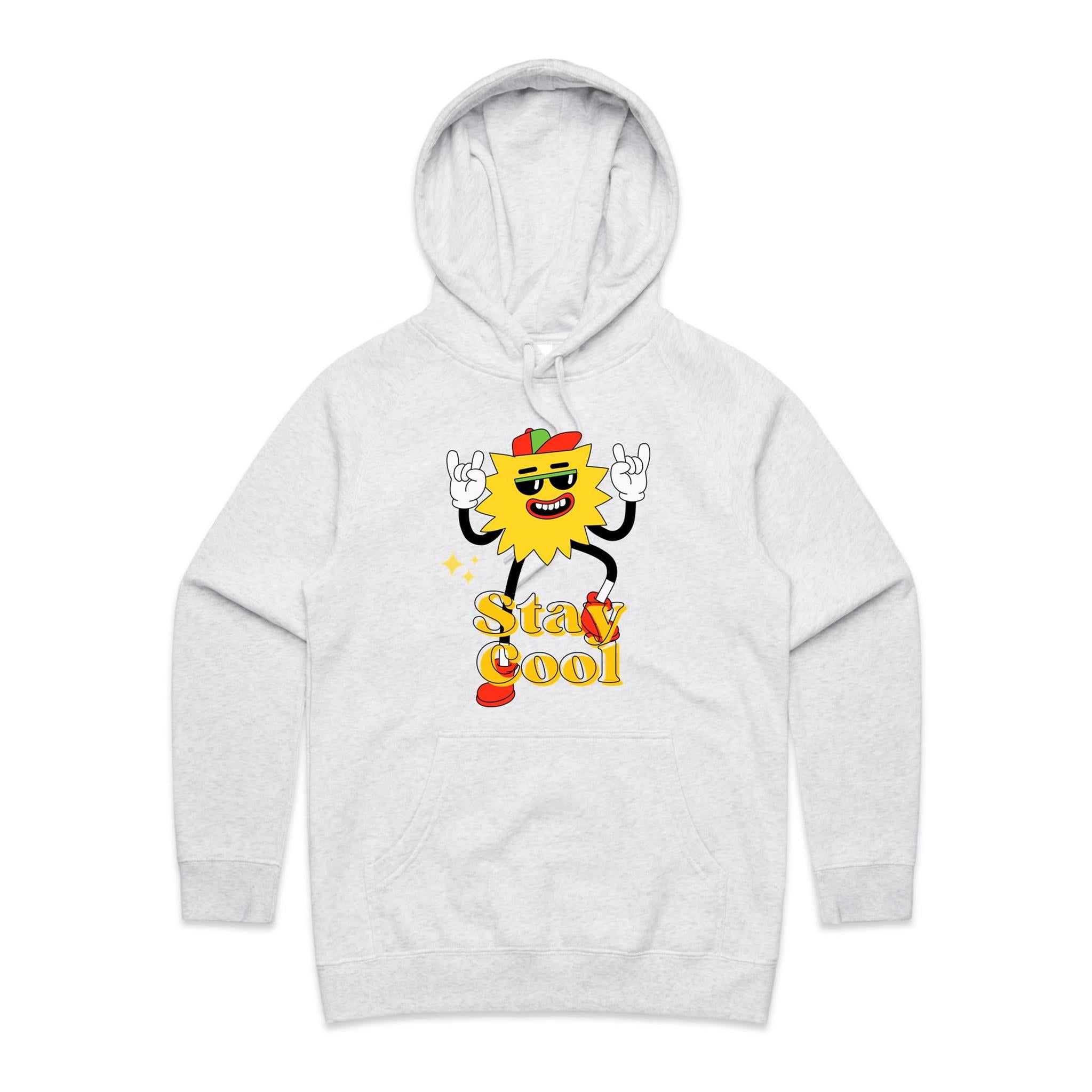 Stay Cool - Womens Hoodie White Marle Womens Hoodie Printed In Australia