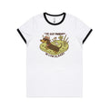 Dachshund, I've Got Friends In Low Places AS Colour Women's Ringer Tee White Black Womens Ringer T-shirt animal Printed In Australia