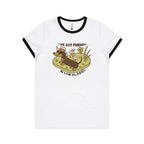 Dachshund, I've Got Friends In Low Places AS Colour Women's Ringer Tee White Black Womens Ringer T-shirt animal Printed In Australia