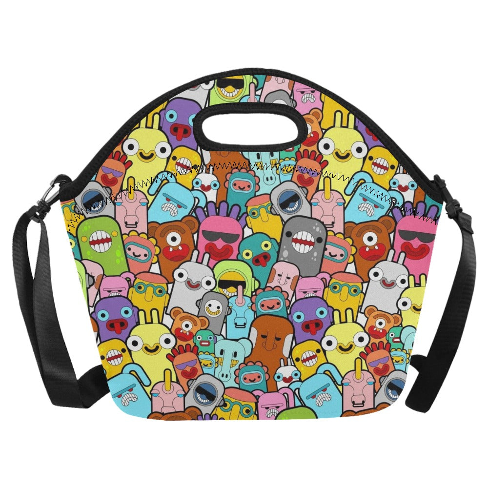 Happy Monsters Neoprene Lunch Bag/Large (Model 1669) Neoprene Lunch Bag Printed Offshore Sci Fi