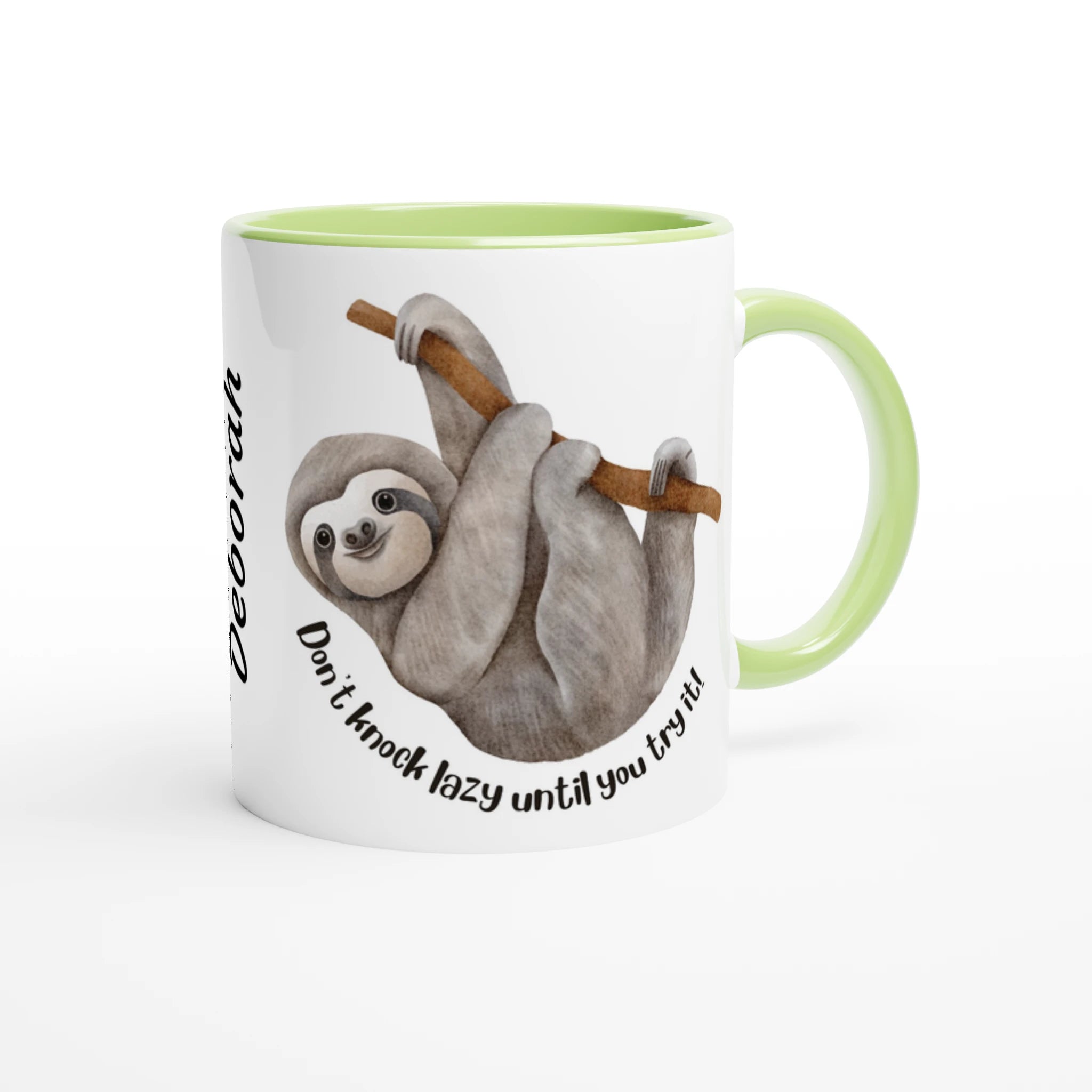 Personalise - Sloth, Don't Knock Lazy Until You Try It - White 11oz Ceramic Mug Personalised Mug animal customise Funny Globally Fulfilled personalise
