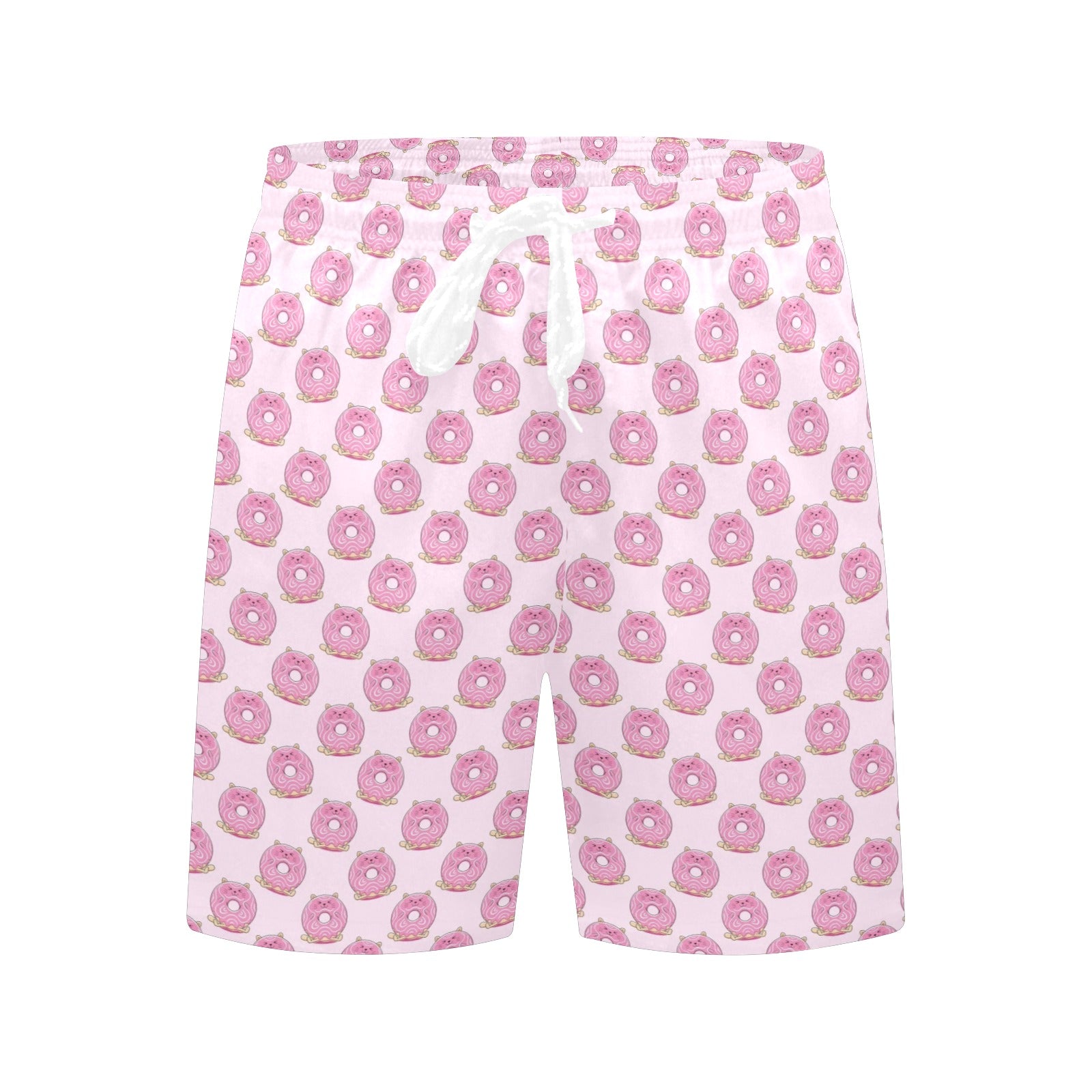 Cat Doughnuts Men's Mid-Length Beach Shorts Men's Mid-Length Beach Shorts animal Food Printed Offshore
