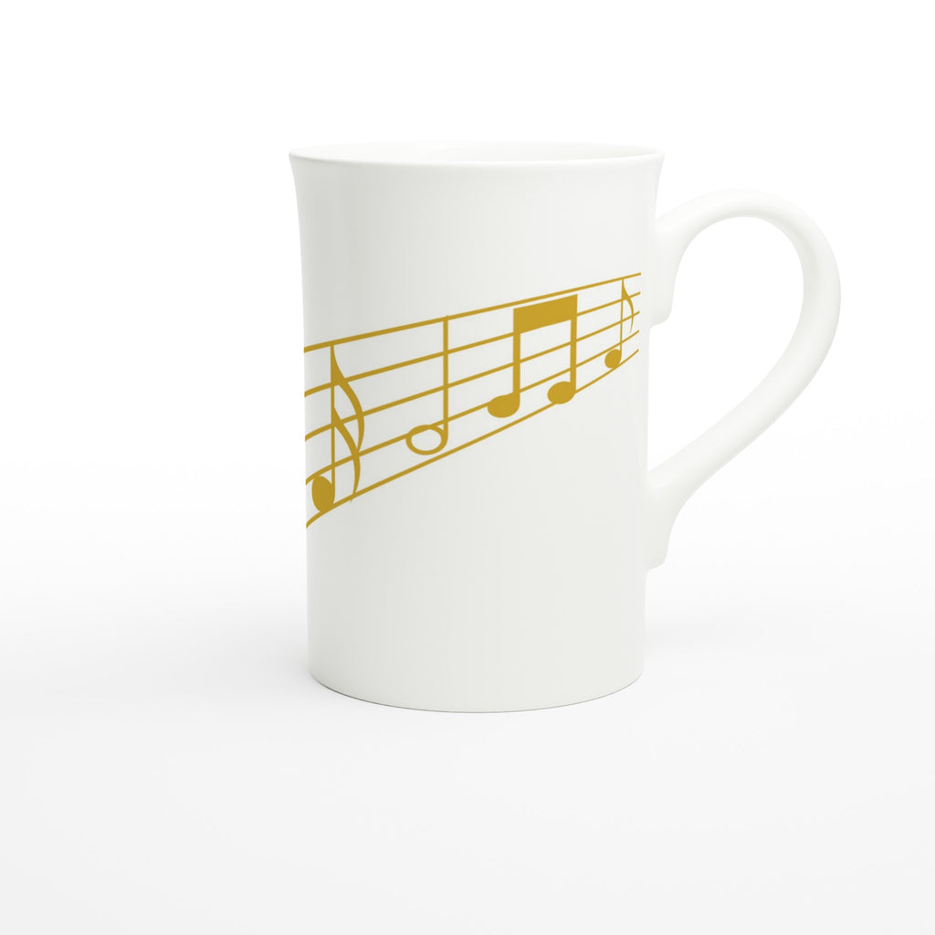 Music Stave - White 10oz Porcelain Slim Mug Porcelain Mug Globally Fulfilled Music