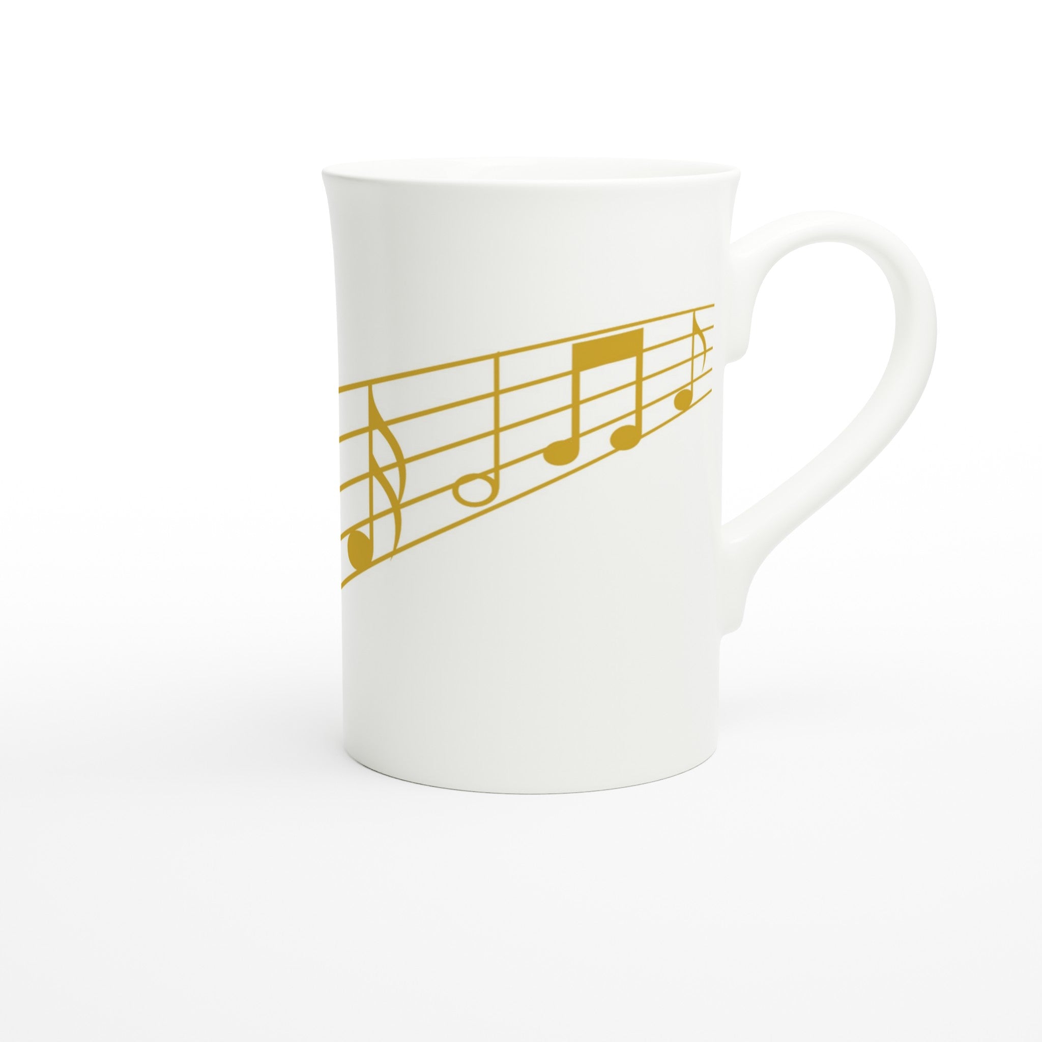 Music Stave - White 10oz Porcelain Slim Mug Porcelain Mug Globally Fulfilled Music