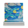 Watercolour Pond Ceramic Coasters (Square) white Ceramic Coasters Printed Offshore