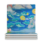 Watercolour Pond - Ceramic Coasters (Square) white Ceramic Coasters Printed Offshore