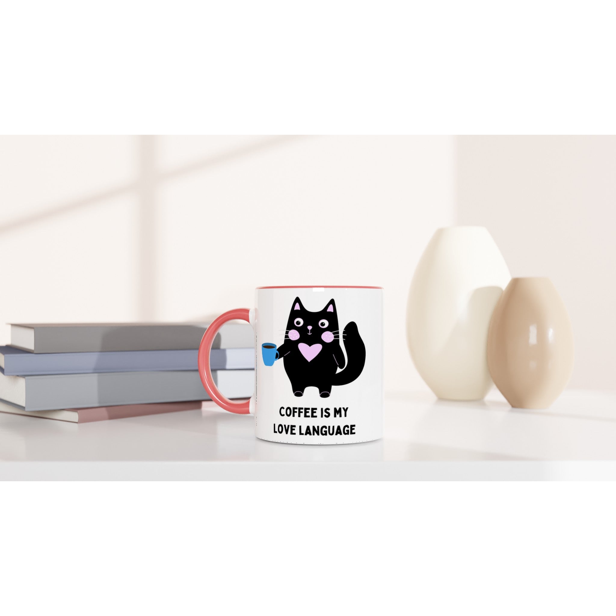 Coffee Is My Love Language - White 11oz Ceramic Mug with Colour Inside Colour 11oz Mug animal coffee Globally Fulfilled love