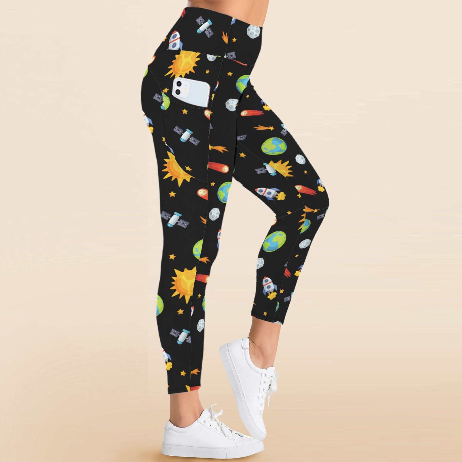 Busy Space - Women's High Waist Pockets Yoga Leggings