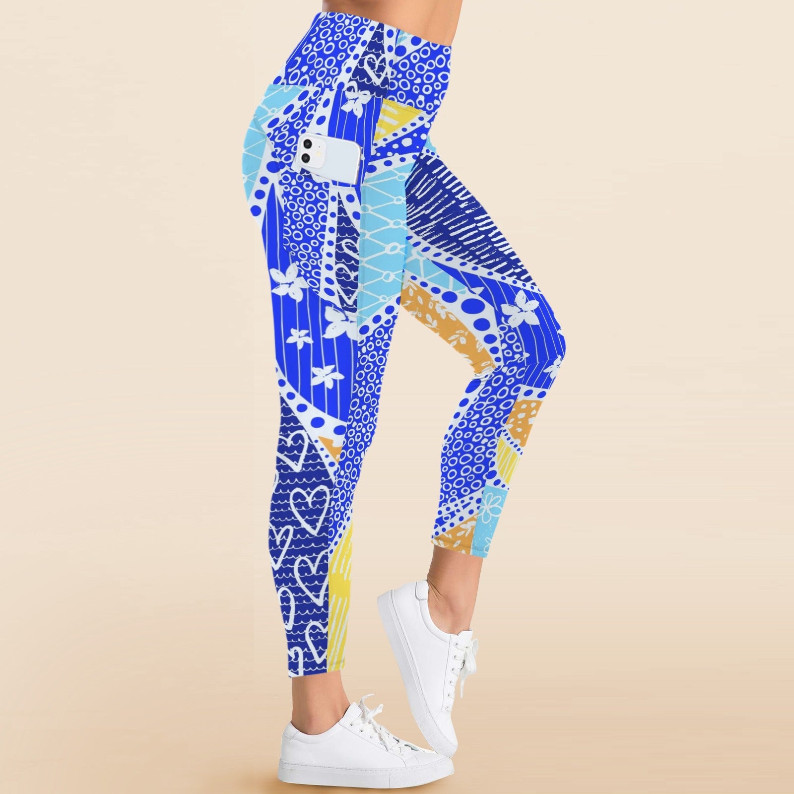 Blue Swirl - Women's High Waist Pockets Yoga Leggings