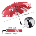 Red Retro Foliage, Hawaiian Flower - Semi-Automatic Foldable Umbrella (Model U12) Semi-Automatic Foldable Umbrella (U12)