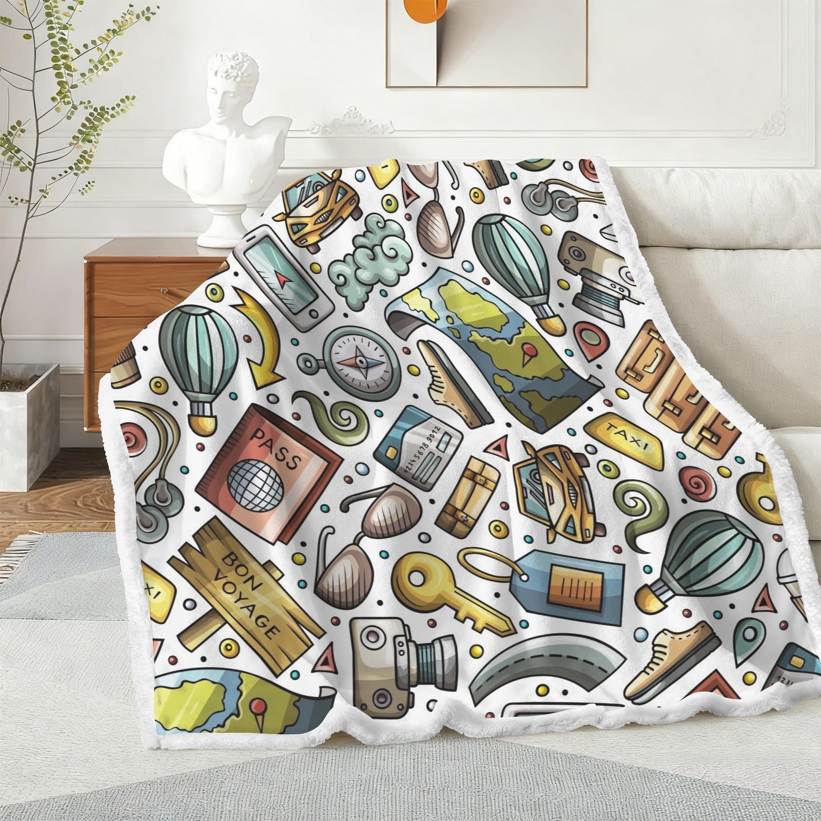 Travel Montage - Double-Layer Fleece Blanket 51"x59"