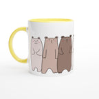 Bears In A Row - White 11oz Ceramic Mug with Colour Inside Ceramic Yellow Colour 11oz Mug animal Globally Fulfilled