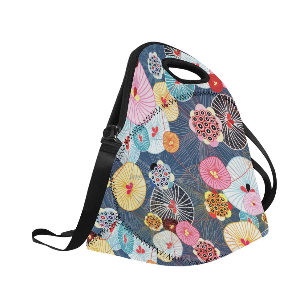 Abstract Floral - Neoprene Lunch Bag Neoprene Lunch Bag Printed Offshore