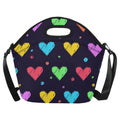 Colourful Hearts - Neoprene Lunch Bag/Large (Model 1669) One Size Neoprene Lunch Bag Love Printed Offshore
